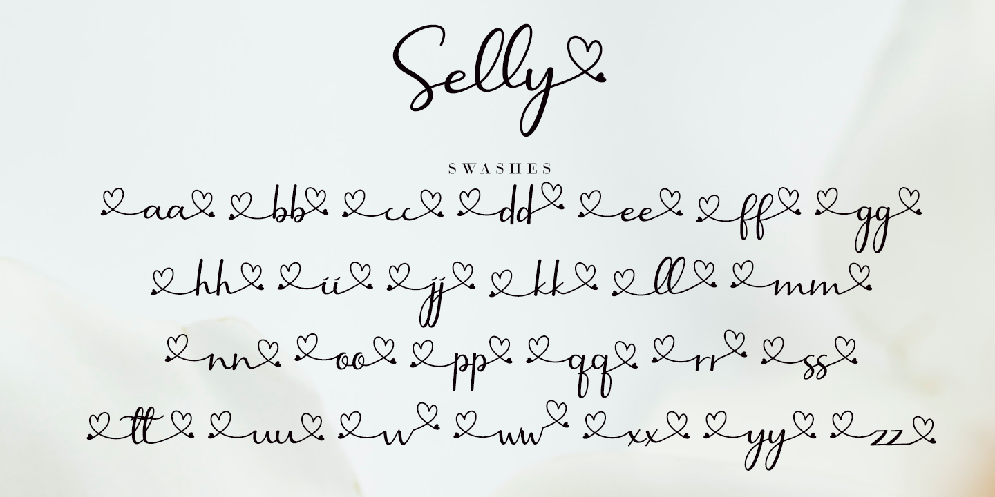 Ejemplo de fuente Selly Calligraphy Regular